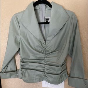 Tadashi Ruched Formal Green Blouse Size M